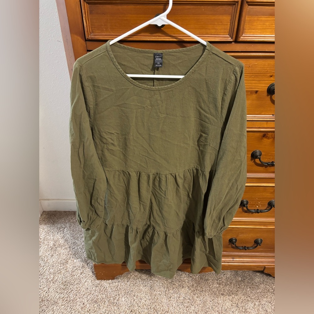 SHEIN Olive Long Sleeve Dress